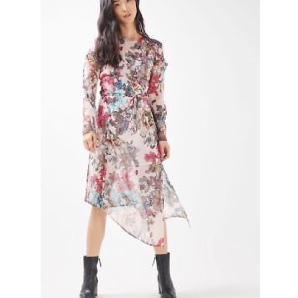 Topshop Womens Soft Pink Semi Sheer Pop Floral
